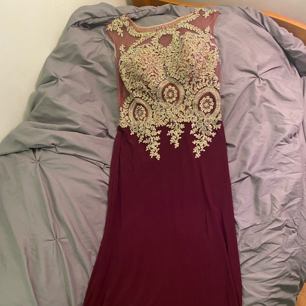 Maroon and sequin dress- size Large
